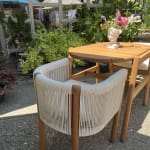 Monterey Bay Wood and Rope Nesting 3 Piece Outdoor Dining Set