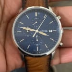 Chronograph Fossil - Minimalist Tan LiteHide™ FS5928 Watch Leather -