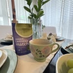 Mint Green and Purple Hydrangea Hand Stamped Ceramic Mug
