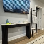 Corey Onyx Wood Marble Top Fluted Console Table
