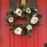 Faux Magnolia Flowers And Leaves Wreath