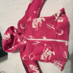 Little Girl's Icons Ruffle Hem Fleece Zip Jacket in Pink