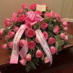 堆朱風　花卉 Pink Rose Half Casket Cover