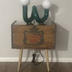 Loop Green Metal and Opal Glass Globe 2 Light LED Table Lamp
