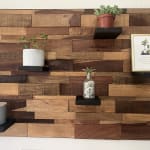 Mosaic Wood Panel with Shelves