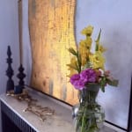 Corey Onyx Wood Marble Top Fluted Console Table