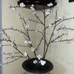 White Faux Velvet Plum Blossom Stems Set Of 2