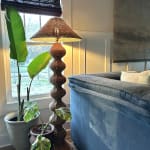 Cierra Natural Woven Rattan Wavy Geo Empire Shade Floor Lamp