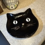 Black Spooky Cat Hand Painted Figural Appetizer Plate