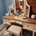 Signature Design by Ashley Realyn Vanity with Mirror and Stool in