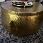 Cala Round Gold Hammered Metal Storage Coffee Table