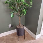 Black Metal Swirl Planter with Black Stand