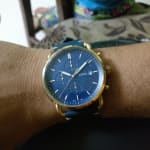 Commuter Chronograph Navy Leather Watch 