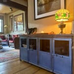 Langley Aged Latte Wood And Metal Storage Cabinet