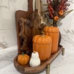 Acacia Wood And Gold Metal Pedestal Serving Tray