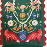 Green Woodland Critters Embroidered Table Runner