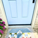 Multicolor Floral Cottage Shaped Coir Doormat - World Market