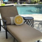 Round Yellow Tufted Sun Face Indoor Outdoor Throw Pillow
