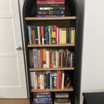 Callum Natural and Charcoal Black Wood Arch Bookshelf - World Market