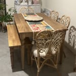 Nisha Hand Carved Wood Medallion Dining Bench - World Market