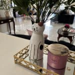 White Multicolor Ceramic Cat Vase