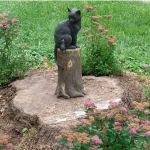 Cat and Mouse on a Stump Garden Sculpture