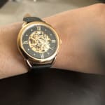 tailor mechanical black leather watch