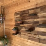 Mosaic Wood Panel with Shelves