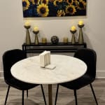 Leilani White Marble Top and Gold Tulip Dining Table