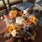 White Floral Inlay Wood Lazy Susan