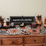 Orange and Black Trick or Treat Beaded Table Runner - World Market