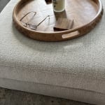 Colette Round Warm Chestnut Carved Geo Ottoman Tray - World Market
