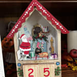 Laser Cut Wood Santa Hearth LED Light Up Countdown Calendar
