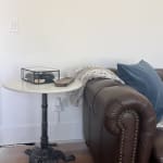 Round White Marble and Black Metal Bistro Side Table