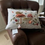 Embroidered Mushroom Lumbar Pillow