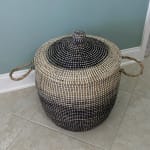 Amelia Ombre Seagrass Tote Basket With Lid