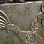 CRAFT Short Teal Carved Wood Peacock Storage Cabinet - World Market