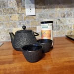 Black and Gold Cast Iron Infuser Teapot and Cups 3 Piece Set - World Market