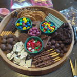 Round Light Mango Wood And Black Metal Modern Serving Tray - World Market