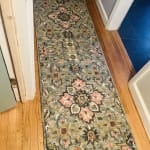 Trellis Sage and Pink Floral Tufted Wool Floor Runner