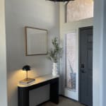 Corey Onyx Wood Marble Top Fluted Console Table