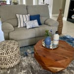 Charcoal and Ivory Woven Textured Floor Pouf
