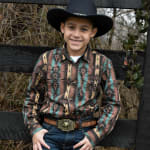 Boy's Checotah Long Sleeve Western Snap Shirt in Brown Chain