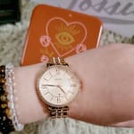 Jacqueline Three Hand Date Pearl White Stainless Steel Watch