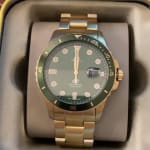 - Date Blue Fossil Steel Stainless Watch FS6035 Fossil Three-Hand - Dive Gold-Tone