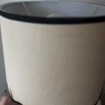 Textured Oatmeal and Black Trim Linen Wavy Table Lamp Shade